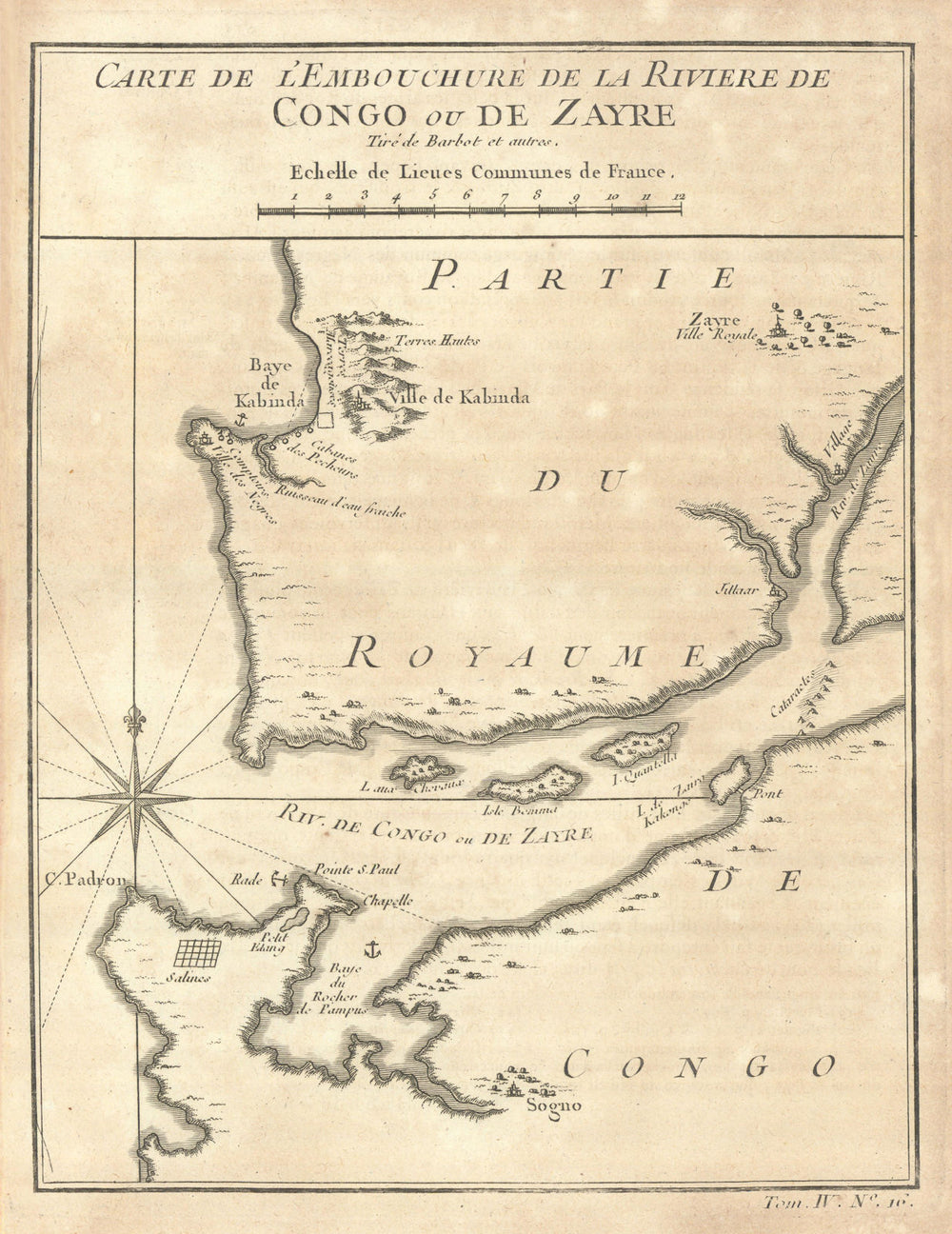 Carte de L'Embouchure de la Rivière de Congo ou de Zayre. BELLIN 1747 old map