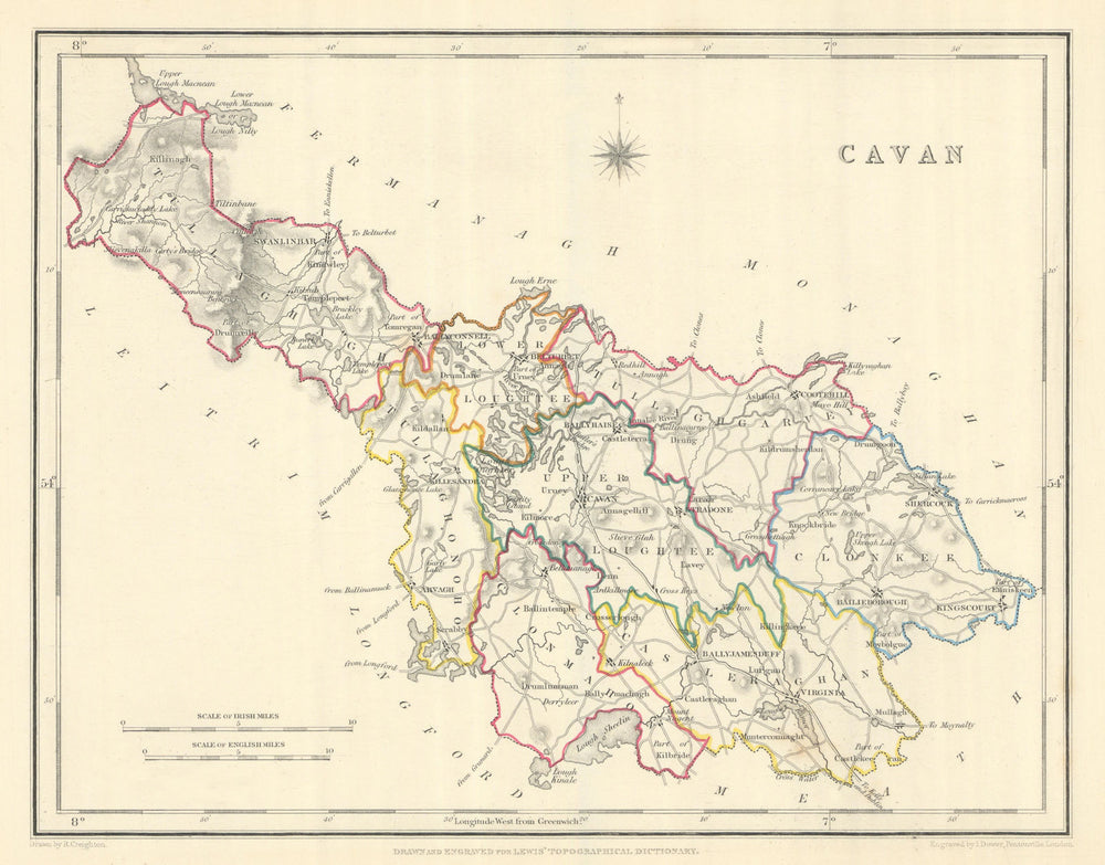 COUNTY CAVAN antique map for LEWIS by CREIGHTON & DOWER. Ireland 1850 old