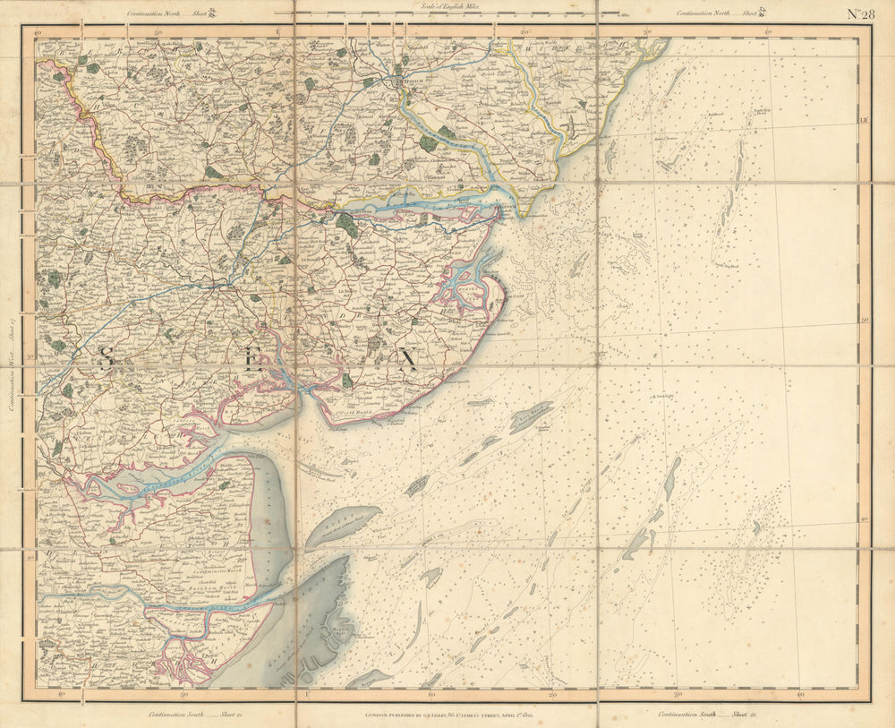 NORTH ESSEX & SOUTH SUFFOLK COASTS. Haven Ports. Tendring. CARY 1832 old map