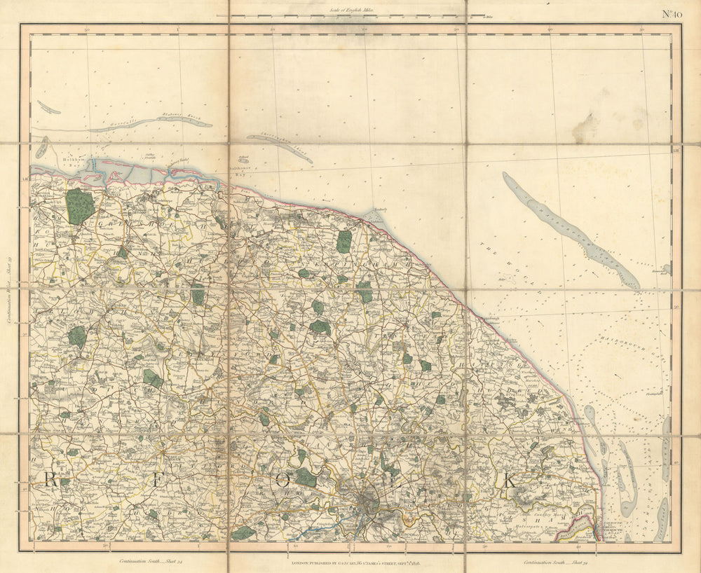 NORTH NORFOLK & THE BROADS. Broadland. Great Yarmouth & Norwich. CARY 1832 map