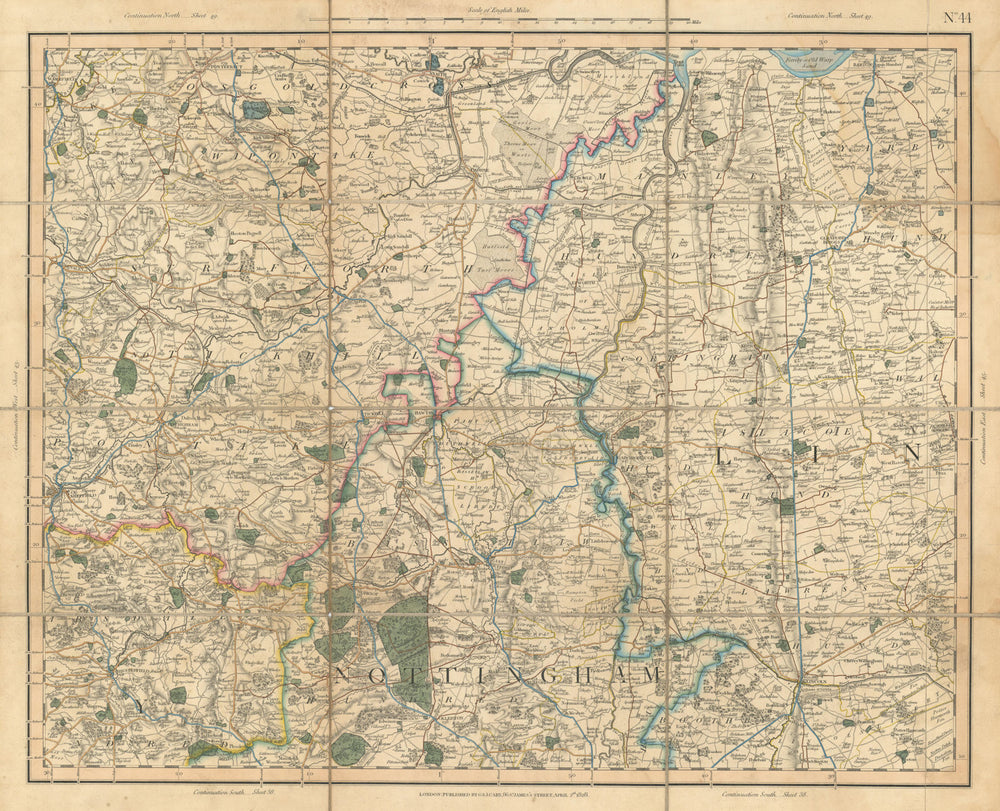 South Yorkshire, NW Lincolnshire, North Nottinghamshire. CARY 1832 old map