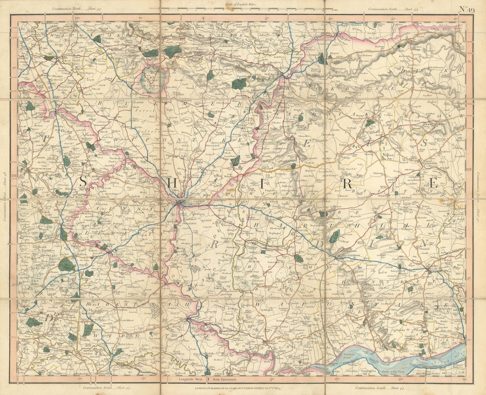 THE YORKSHIRE WOLDS. York & Ainsty Liberty. CARY 1832 antique map chart