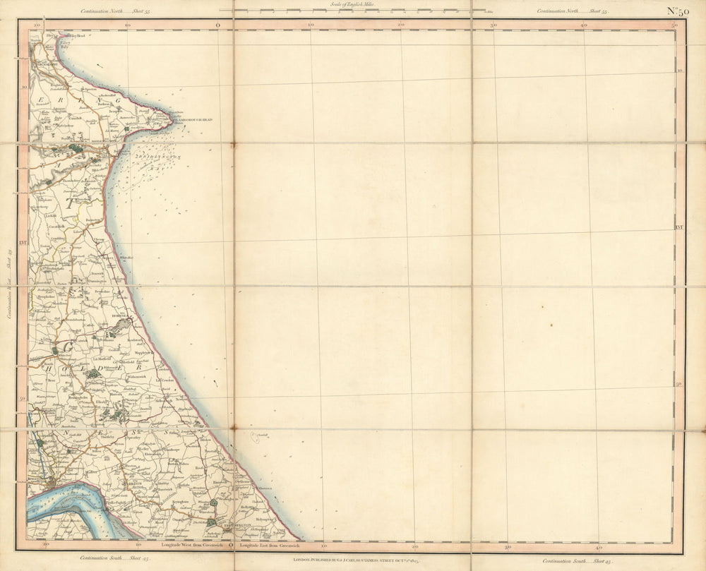 HOLDERNESS COAST & BRIDLINGTON BAY. Flamborough Head. Yorkshire. CARY 1832 map