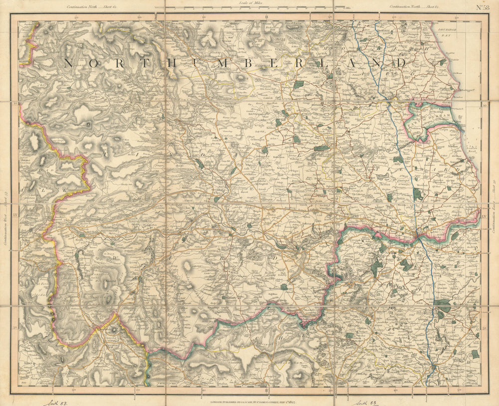 SOUTHERN NORTUMBERLAND. North County Durham. Newcastle-upon-Tyne. CARY 1832 map