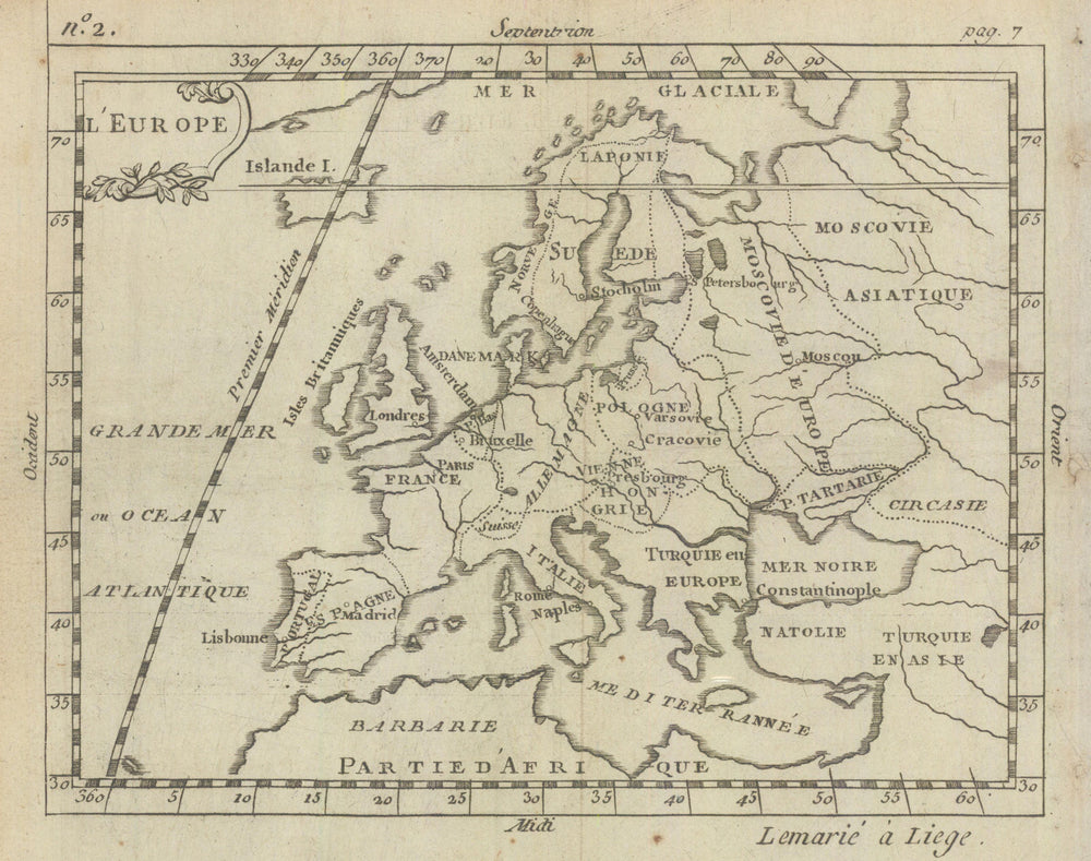 L'Europe. Ferro/El Hierro Meridien. BUFFIER c1818 old antique map plan chart