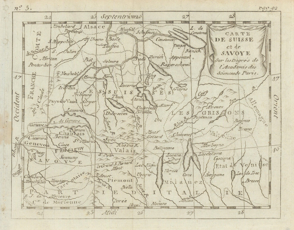 Carte de Suisse et de Savoye. Switzerland Savoie French Alps. BUFFIER c1818 map