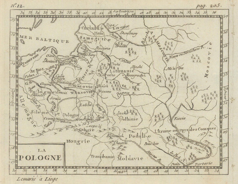 La Pologne. Poland Belarus Ukraine Lithaunia. BUFFIER c1818 old antique map