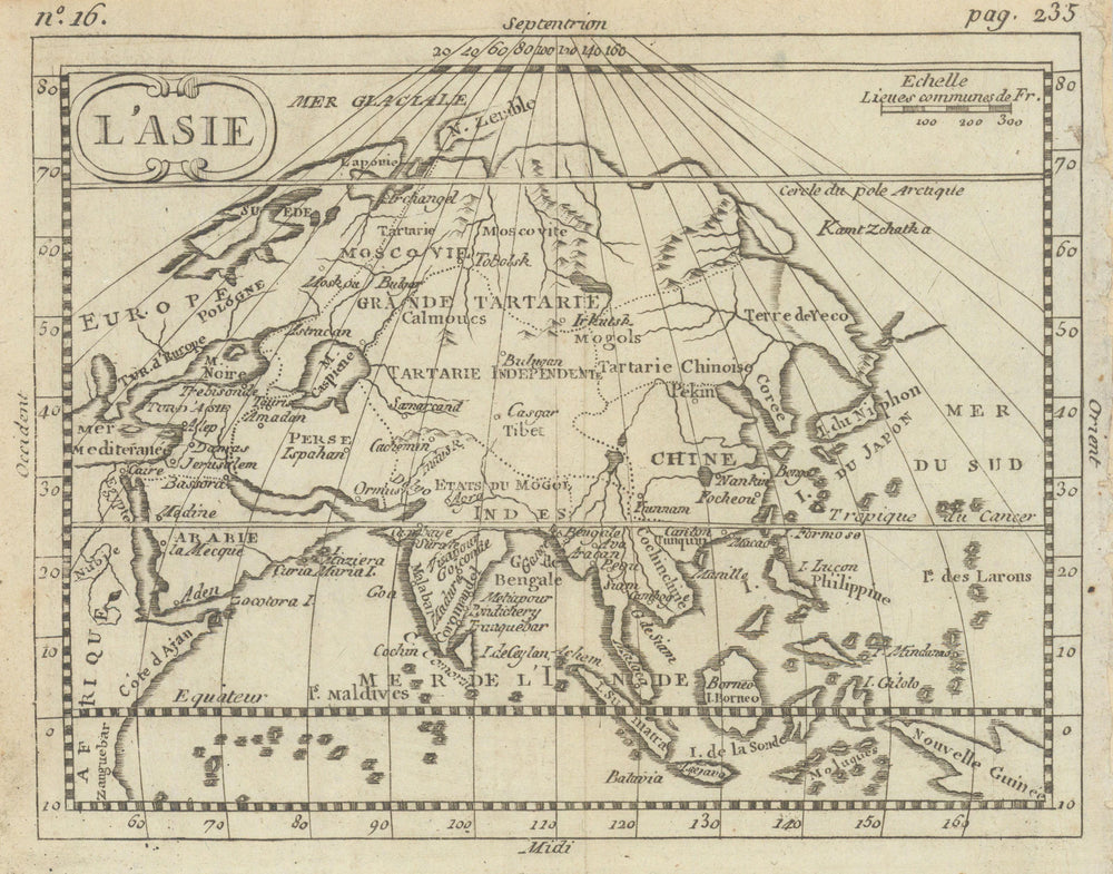 L' Asie. Asia Tartary China Mughal Empire. BUFFIER c1818 old antique map chart