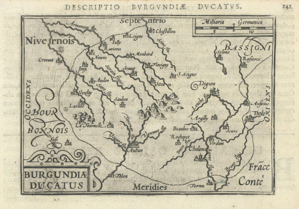Burgundiae Ducatus by Bertius / Langenes. Duchy of Burgundy. Bourgogne 1603 map