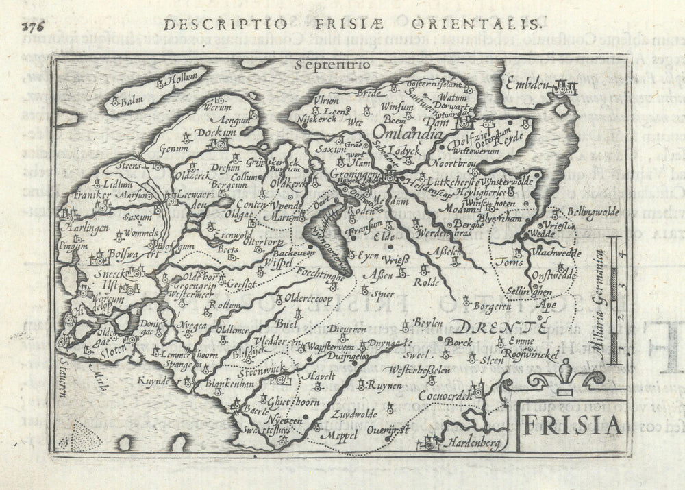 Frisia by Bertius/Langenes. Friesland, Groningen & Drenthe. Netherlands 1603 map