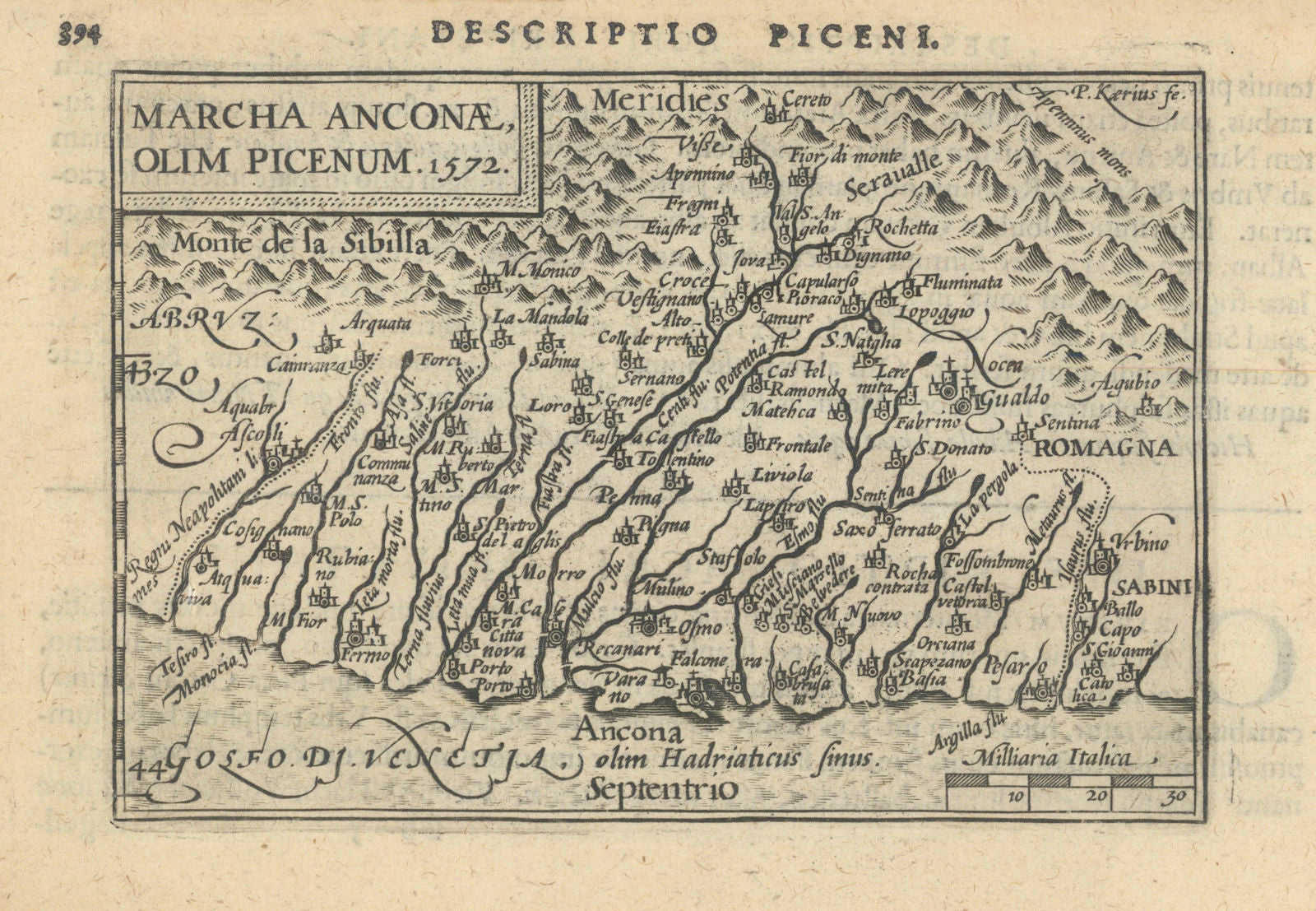 Marcha Anconae, olim Picenum by Bertius / Langenes. Marche. Ancona 1603 ...