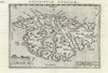 Corsicae / Corsica by Bertius / Langenes 1603 old antique map plan chart