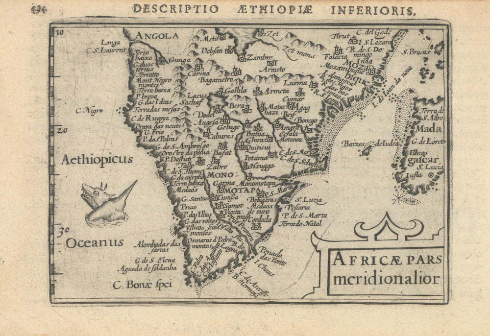 Africae pars meridionalior by Bertius / Langenes. Southern Africa 1603 old map