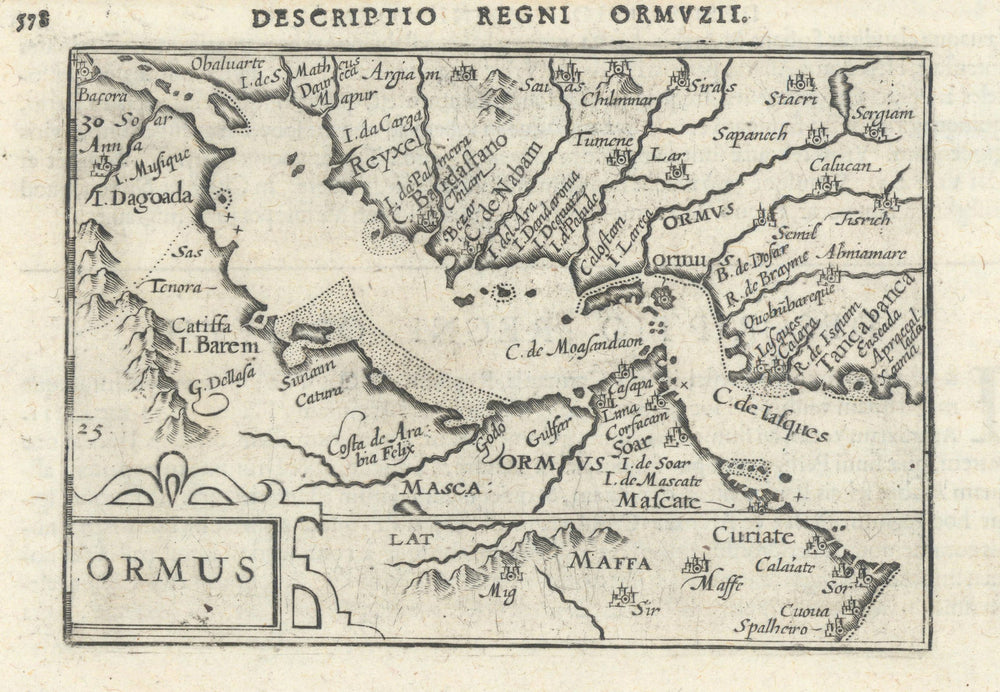 Regni Ormuzii/Ormus by Bertius/Langenes. Kingdom of Hormuz Persian Gulf 1603 map