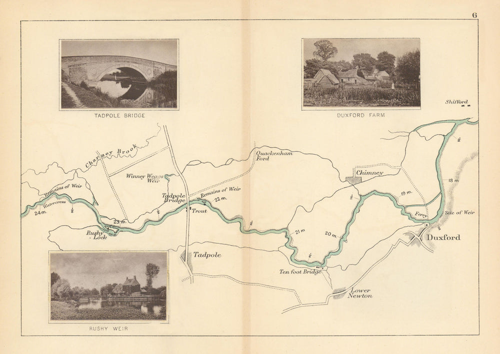 RIVER THAMES - Tadpole - Lower Newton - Duxford. Rushy Weir. TAUNT 1887 map