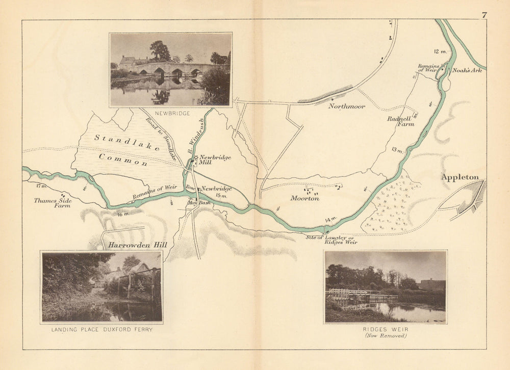 RIVER THAMES - Northmoor Appleton Newbridge Duxford Ridge's Weir. TAUNT 1887 map