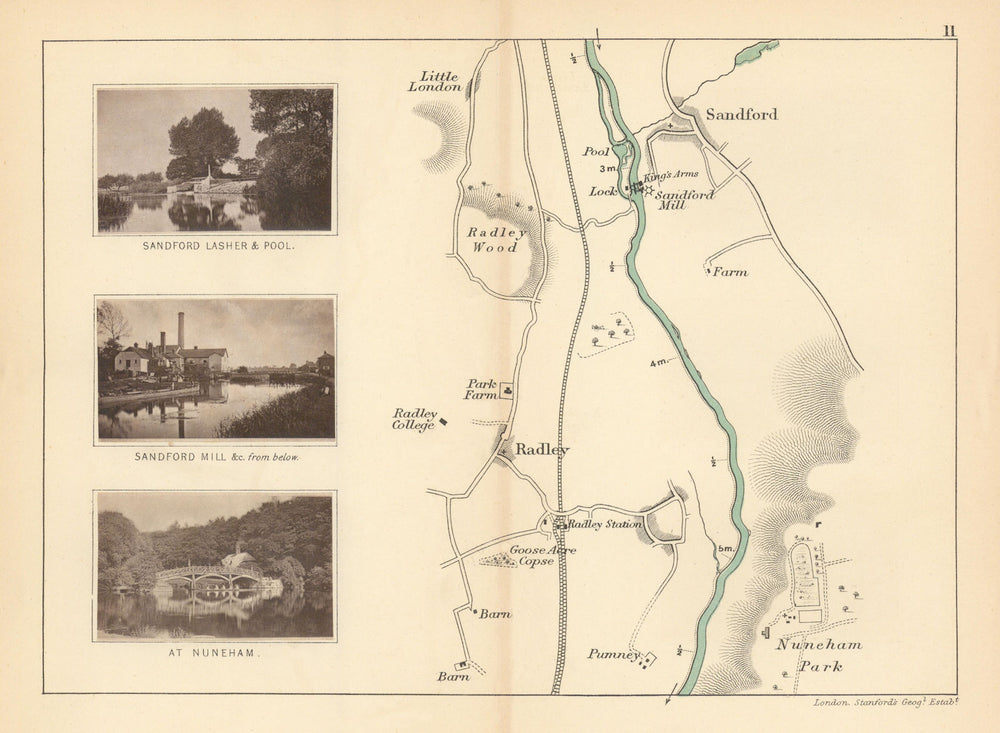RIVER THAMES - Radley. Sandford Lasher & Mill. Nuneham. TAUNT 1887 old map