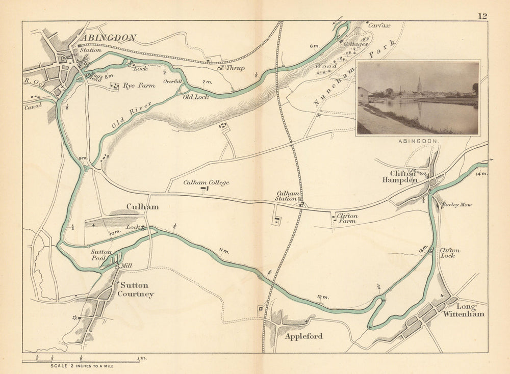 RIVER THAMES Abingdon Sutton Courtney Wittenham Clifton Hampden. TAUNT 1887 map