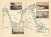 RIVER THAMES Kew Barnes Chiswick Hammersmith Fulham Putney. TAUNT 1887 old map