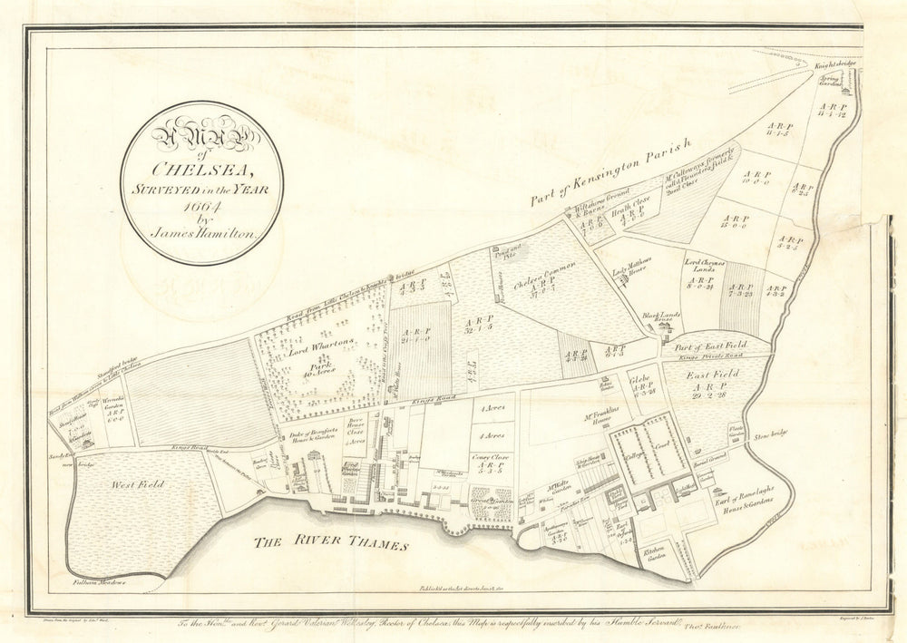 "Map of Chelsea surveyed in the year 1664 by James Hamilton". FAULKNER 1810