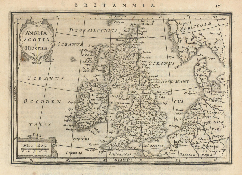 Anglia, Scotia et Hibernia by Johannes Janssonius. British Isles 1631 old map