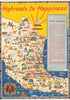 Highroads to Happiness. Mexico tourist map 45x32cm c1955 old vintage chart