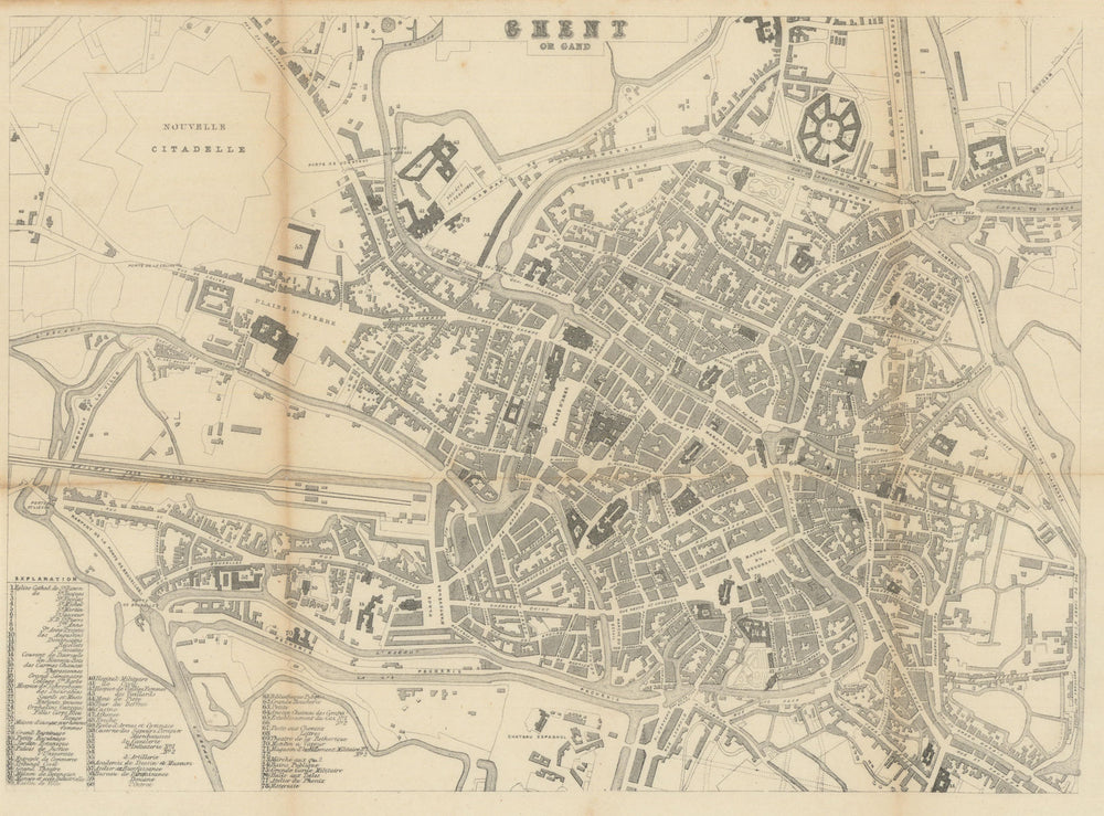 Ghent or Gand town city plan. Belgium. BRADSHAW c1853 old antique map chart