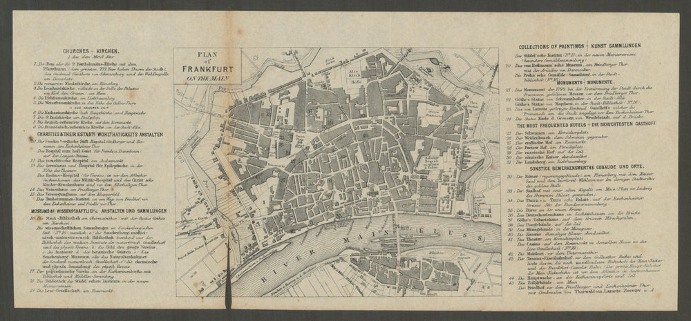 Town city plan of Frankfurt on the Main, Germany. BRADSHAW c1853 old map