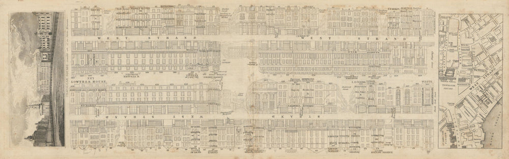 Tallis London Street View #13 Strand (#1 West) 1838 old antique map plan chart