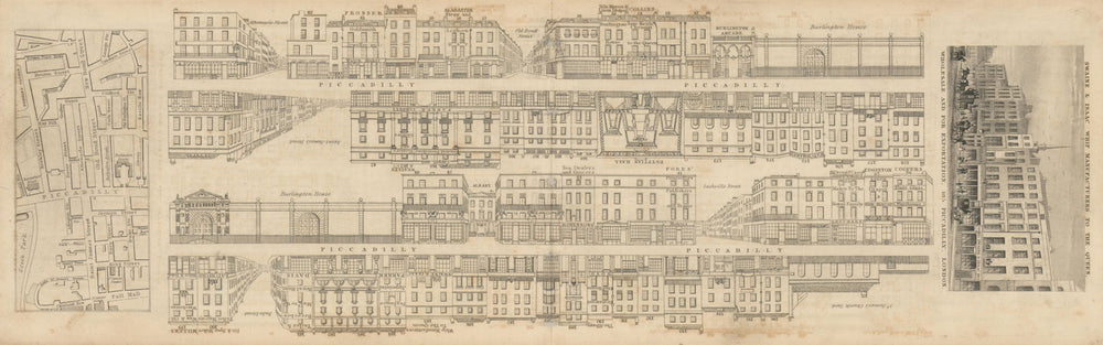 Tallis London Street View #23 Piccadilly (West) 1838 old antique map chart