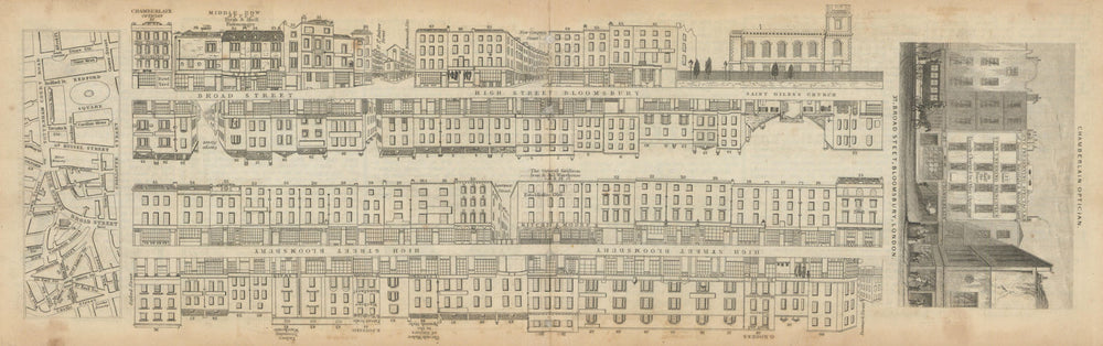 Tallis London Street View #27 St. Giles High Street (West)/Broad Street 1838 map