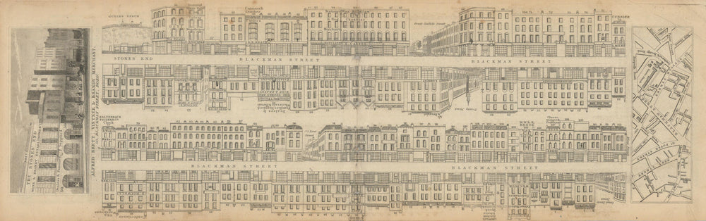 Tallis London Street View #31 Blackman St, now Borough High Street (S) 1838 map