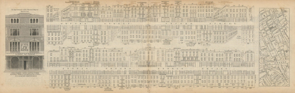 Tallis London Street View #40 Oxford Street (#6, East) 1839 old antique map