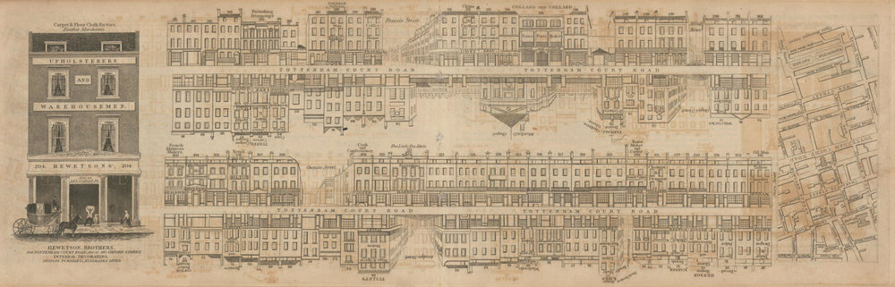 Tallis London Street View #52 Tottenham Court Road (Centre) 1839 old map