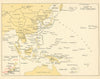 The Far East in 1945. Atomic bomb targets in Japan. World War Two 1956 old map