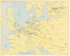 RAF Bomber Command airfields 1940. Range circles to targets. WW2 1961 old map