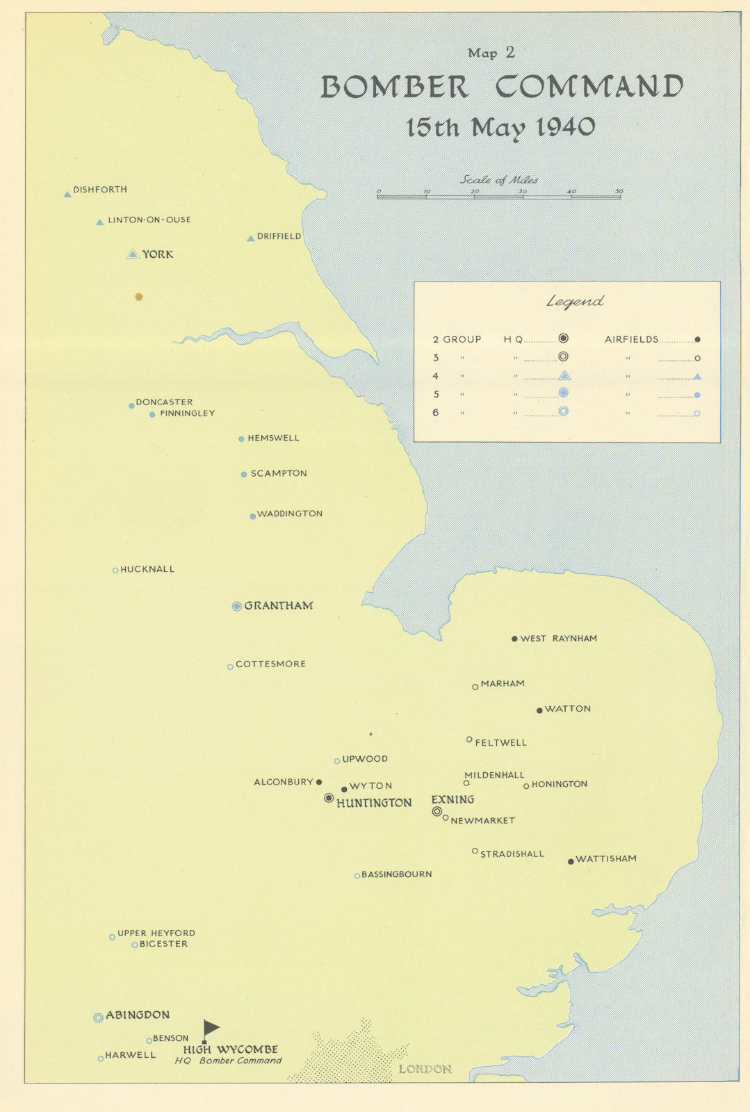 RAF Bomber Command airfields & HQs, 15th May 1940. World War Two 1961 ...