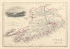 Antique CORK county map by Alfred ADLARD. Ireland 1843 old chart