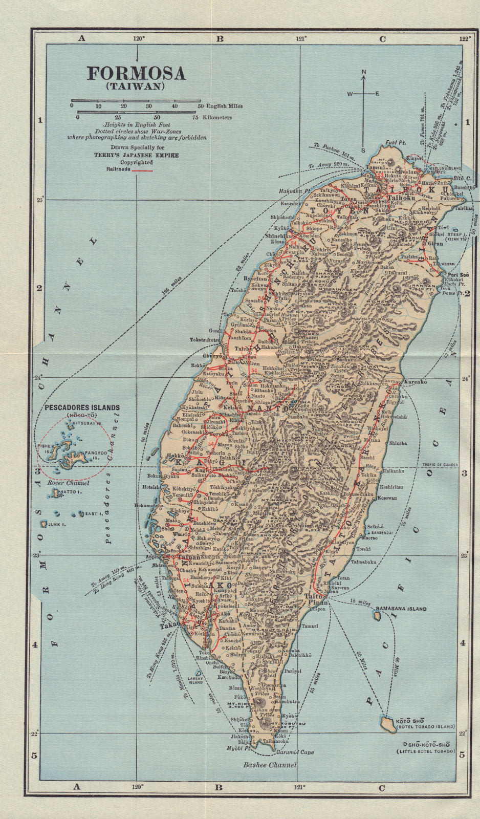 Antique tourist map of Formosa (Taiwan) 1930 old plan chart