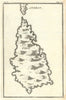 Antique map of the island of Tine (Tinos), Aegean, Greece. TOURNEFORT 1718