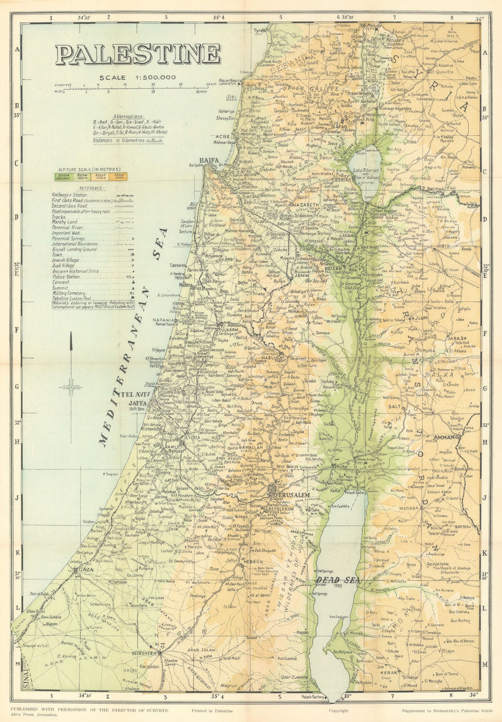Palestine, shortly before the declaration of the state of Israel 1948 old map