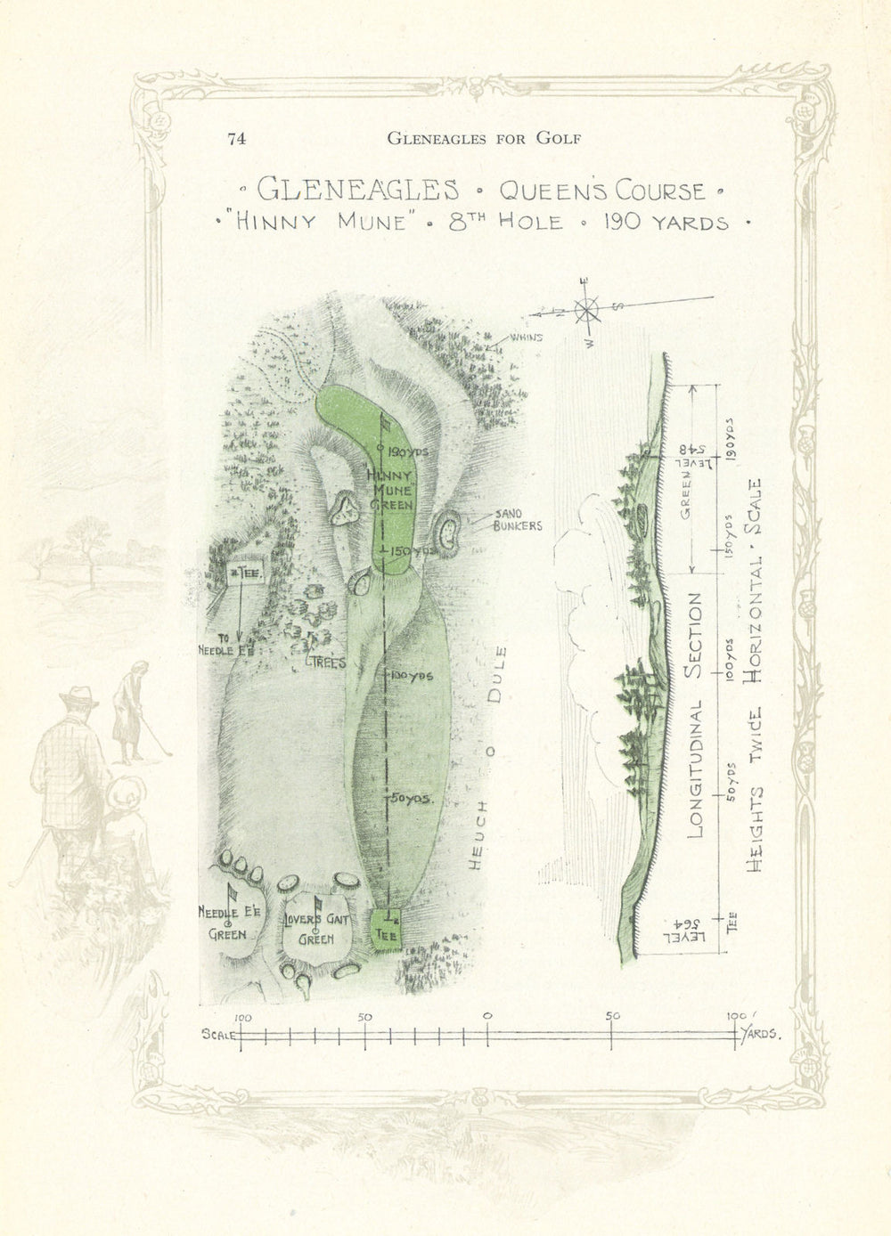 Gleneagles Queen's Course - plan of 8th [now 17th] hole "Hinny Mune" 1921 map