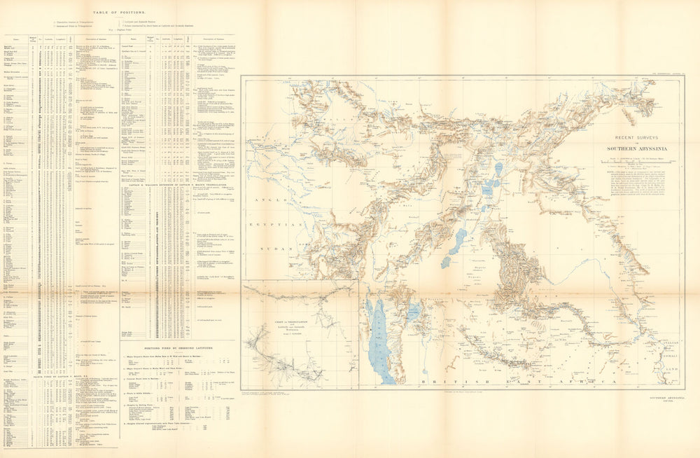 Recent surveys in Southern Abyssinia. Ethiopia. RGS 1911 old antique map chart
