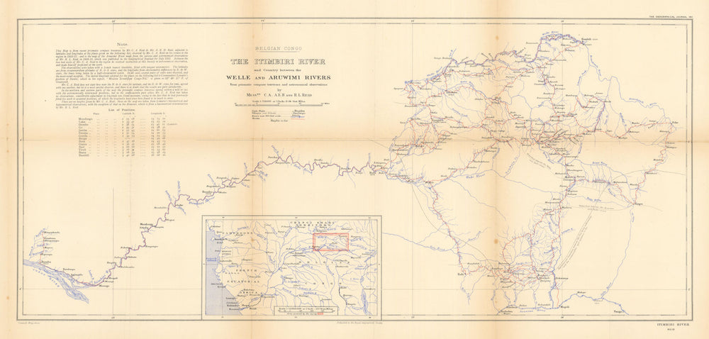 Belgian Congo. Itimbiri River & Welle to Aruwimi Rivers. Reid Bros. RGS 1911 map