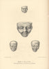Heads in Terra Cotta from the ruins of Teotihuacan, Mexico. RGS 1837 old print