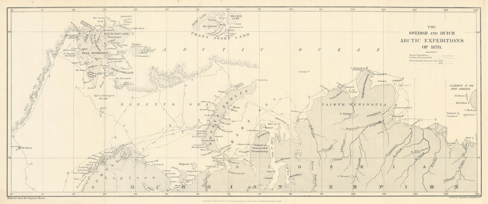 Swedish & Dutch 1878 Arctic Expeditions. Northeast Passage navigation 1879 map