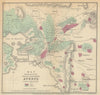 Map of Athens region vineyards and olive cultivation by James Denman 1875