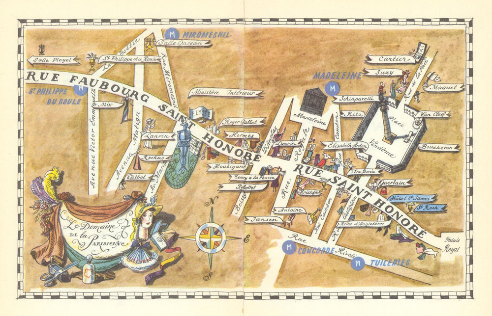 Le domaine de la Parisienne - Paris neighbourhood/quartier pictorial map 1948