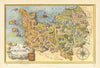 La Normandie region pictorial map by Laszlo Fircsa. Normandy 1948 old