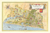 Le Bordelais & Landes pictorial wine region map. Bordeaux Gironde. FIRCSA 1948